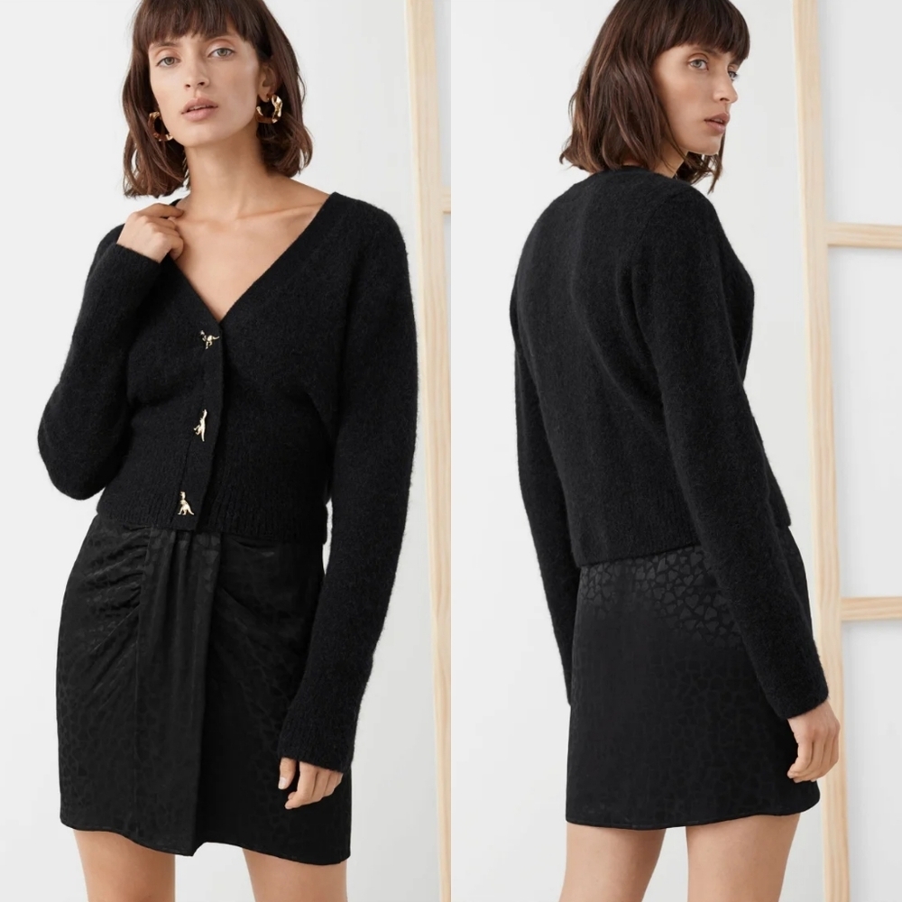 & Other Stories Heart Jacquard Gathered Mini Skirt